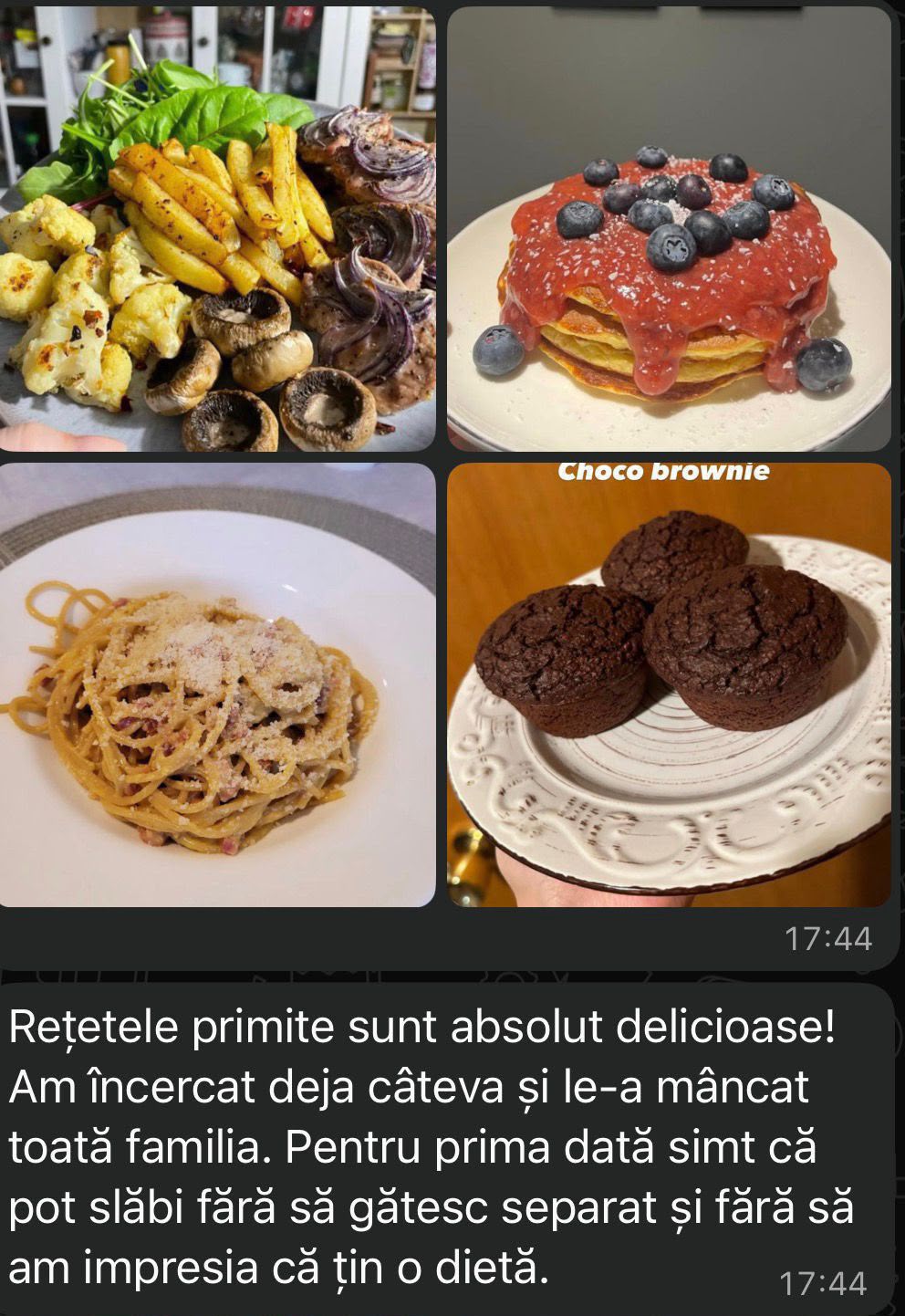 Feedback despre rețetele primite în programul 34 FIT